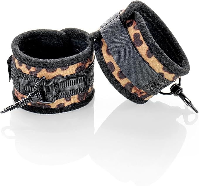 Fixed Wooden Leopard Spreader Bar with 2pcs PU Furry Leopard Detachable Adjustable Straps,Sports Aid Training Fitness Gear Pilates Aid Kit,Home Indoor Sports Yoga Set