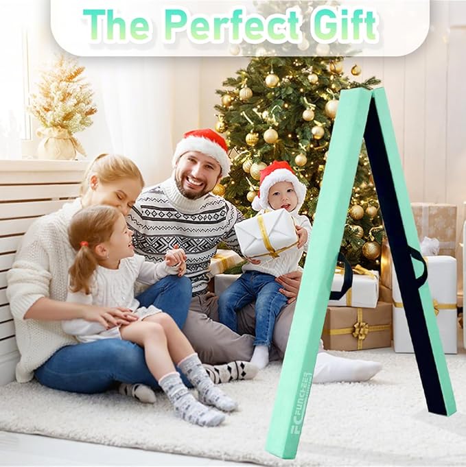 8FT Folding Balance Beam -Gymnastics Floor Beam -Gymnastics Equipment for Kids,Wood core- Anti-Slip Bottom and Carrying Bag for Home