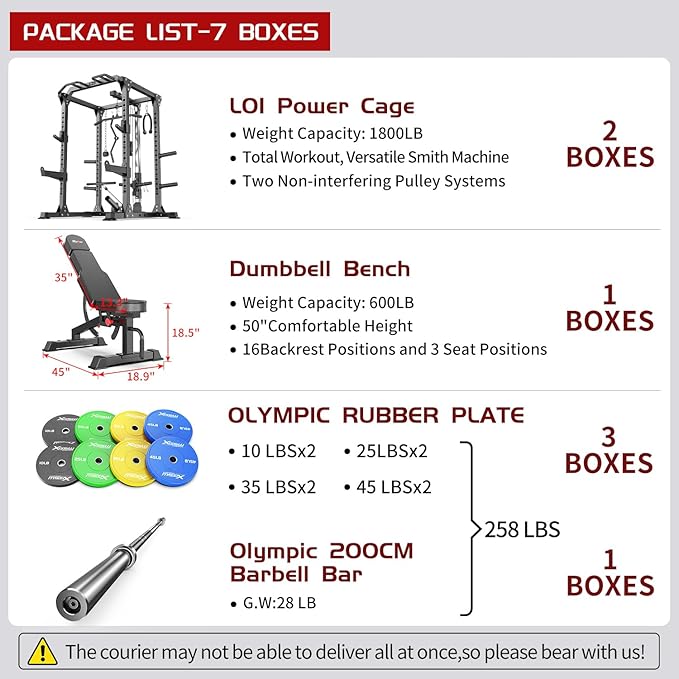 Power Rack Power Cage Multi-Function Squat Rack with Cable Crossover System Selectable More Training Attachment Power Rack for Garage & Home Gym