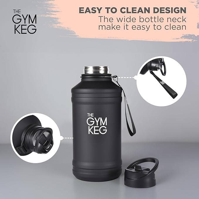 THE GYM KEG Stainless Steel Water Bottle - Leak-Proof, Insulated Beverage Container for Hot and Cold Drinks - Durable, Versatile and Kid-Safe - Keg Stainless Steel Bottle - New