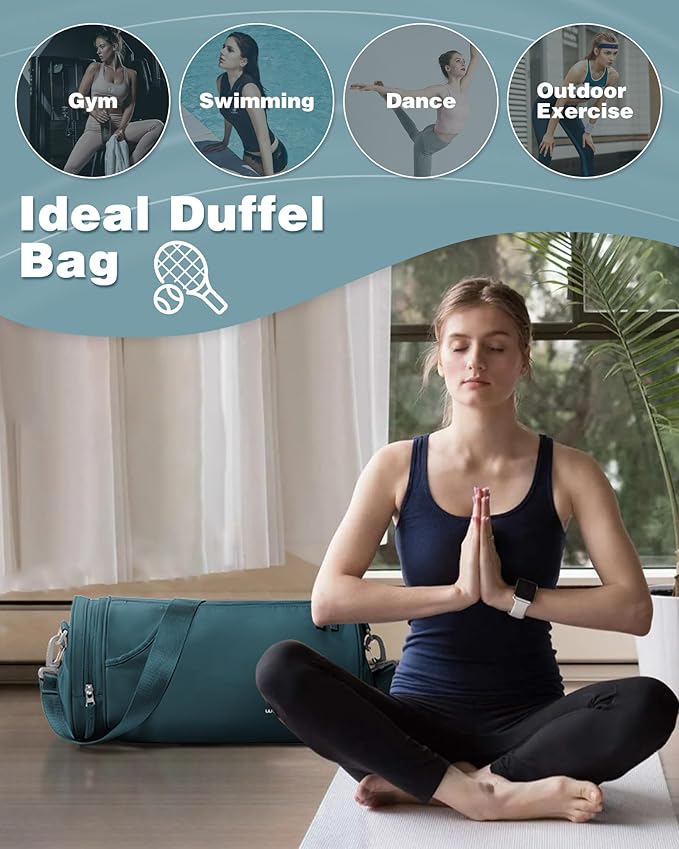 Small Gym Bag for Women,Waterproof Mini Duffle Bag Womens Spotrs Workout Bags Small Travel Duffel Bag with Wet Pocket Carry on Weekender Bags for Dance Swimming,Gym,Yoga,Fitness Dark Blue