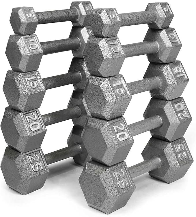 HolaHatha Hexagonal Dumbbell Weights Set, Home Gym Equipment Set, Portable Weighted Exercise Dumbbells for Fitness, Training, and Lifting Workouts