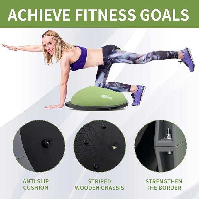 exercise balance ball, half a yoga ball, fitness ball, suitable for core stability training in home gyms, non-slip surface, and balance sports equipmen