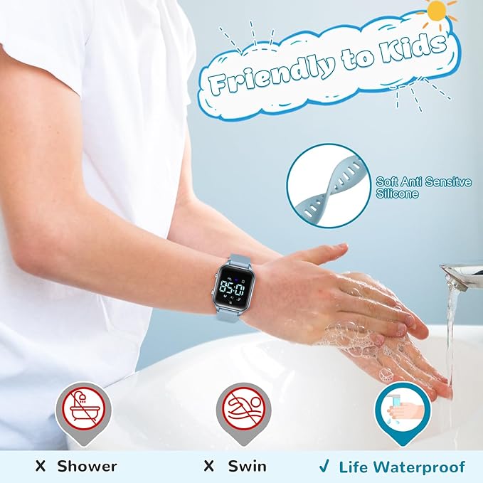 Kids Digital Watches for Boys Girls, Sports Watch with Fitness Tracker, Pedometer, Alarm Clocks, Stopwatch, No App Needed Waterproof Kids Watch, Gift for Teens Student Girls Boys Ages 5-14