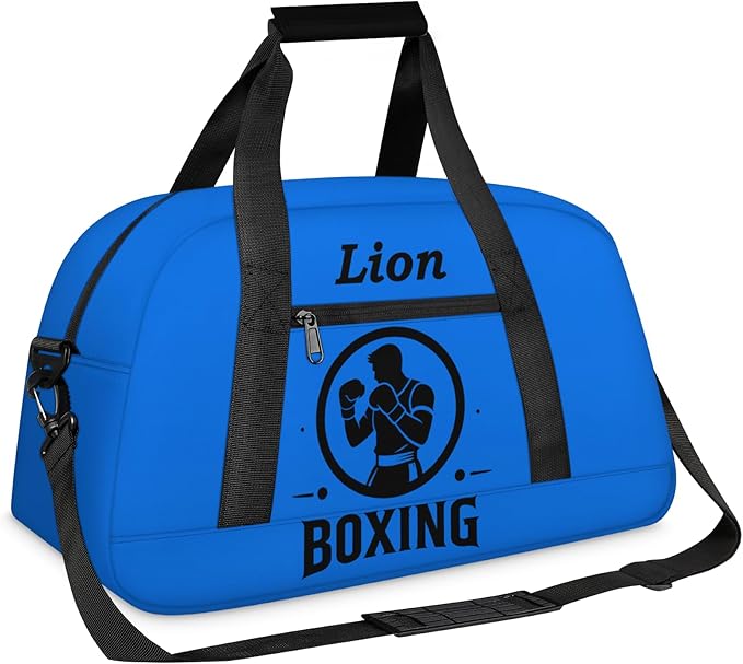 Custom Name Taekwondo Karate Duffle Bag for kids Boy Girls - Personalized Martial Arts Gear Bag, Water-Resistant Sparring Equipment Bag, Boxing Blue