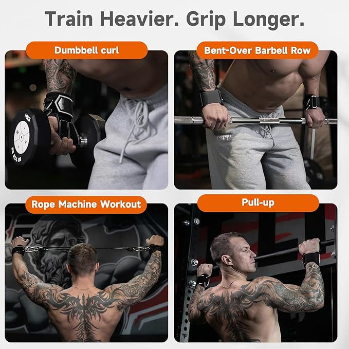 Non-Slip Gym Wrist Sraps for Weightlifting, Double Rubber Weight Lifting Straps with D Rings for Cable Machine Workout, Wrist Wraps with Cushion Wrist Loop for Men Women Deadlift