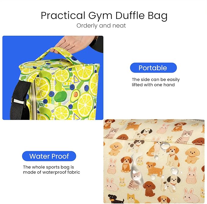 C&F BOGMOST Small Gym Bag for Women & Men,Small Lightweight Duffel Bag Carry On Bags Mini Duffel Travel Bag Waterproof Sports Bags for Workout/Sport/Trave,Cute Puppy
