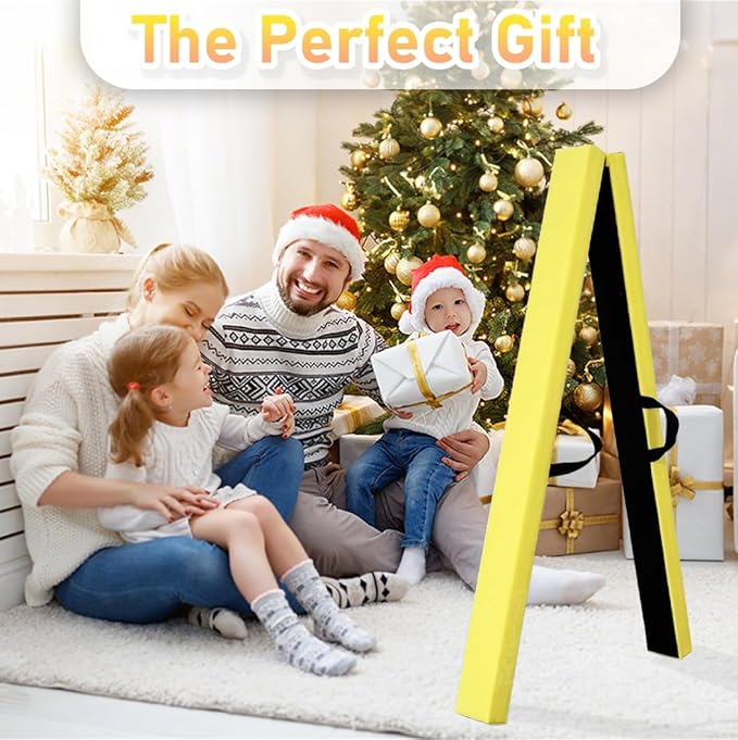 8FT Folding Balance Beam -Gymnastics Floor Beam -Gymnastics Equipment for Kids,Wood core- Anti-Slip Bottom and Carrying Bag for Home