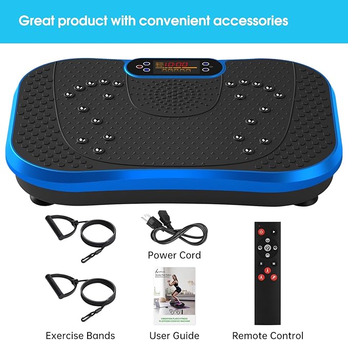 SoftGym Vibration Plate Exercise Machine for Lymphatic Drainage,Power Vibrate Stand Shake Board 450 Lbs Capacity Whole Body Workout Waver with Fitness Resistance Bands Weight Loss Gifts for Women Men