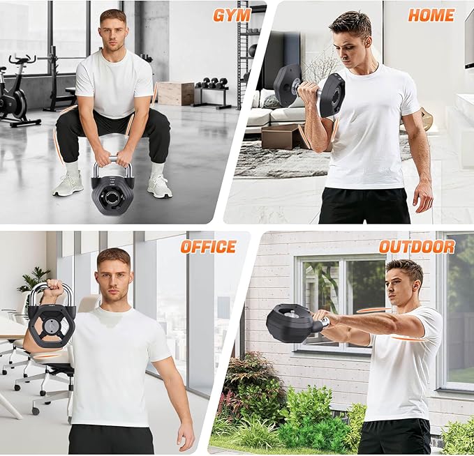 2-in-1 Adjustable Kettlebell, 15-45LB Kettlebells Weight Set for Strength Training, 5.9-30.9LB Adjustable Weights Dumbbell for Home Gym Full Body Workout