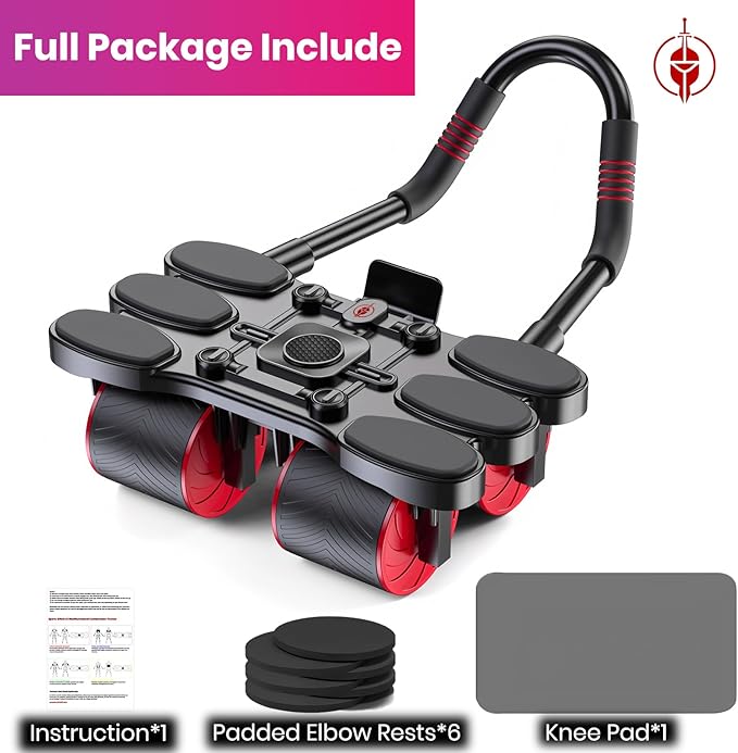 Ab Roller for Core Workout β 4 Wheel Ab Roller for Stability with Elbow Support β Automatic Rebound Ab Wheel Machine for Home Gym β Core Exercise Equipment for Men and Women