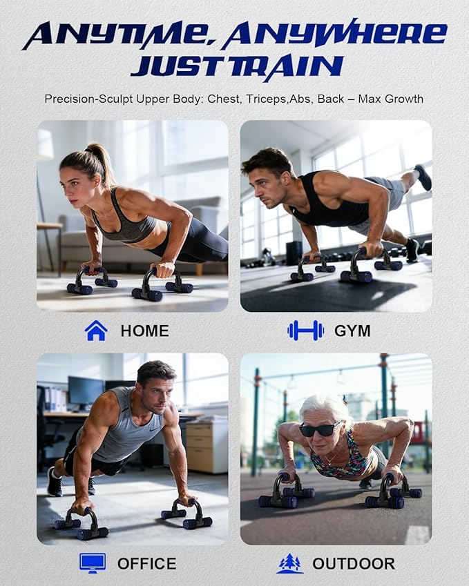 Push up Parallettes Bars Gym Exercise 1 Pair Pushup Handles with Cushioned Foam Grip and Non-Slip Sturdy Structure Push Up Bars Men