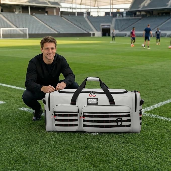 135L Large Duffle Bag, Heavy Duty Duffle Bag for Travel, Extra Large Sports Gym Equipment Bag for Soccer Baseball Basketball Hockey Football, Grey