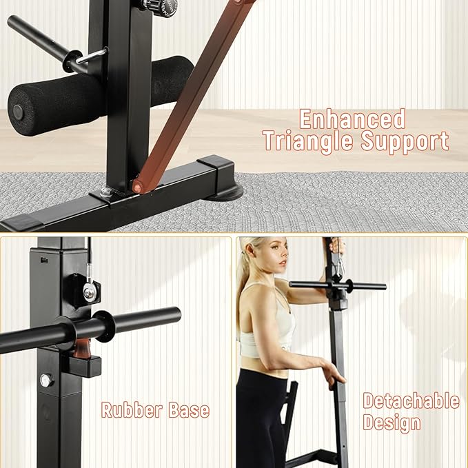 1500LB 8 IN 1 Weight Bench with Lat Pulldown and Leg Extension/Curl, Foldable Bench Press with Preacher Curl & Rack, Workout Benches with Safety Bar Catches for Home Gym(US Stock)
