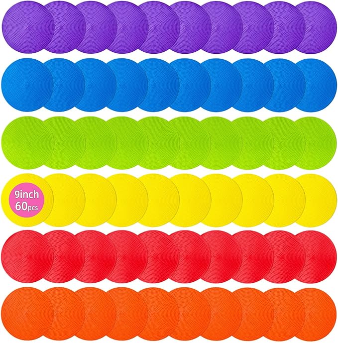 Spot Markers 4.72 Inch 9 Inch Non Slip Rubber Floor Markers Flat Field Cones Poly Dots for Soccer Basketball Sports Speed Agility Training and Drills