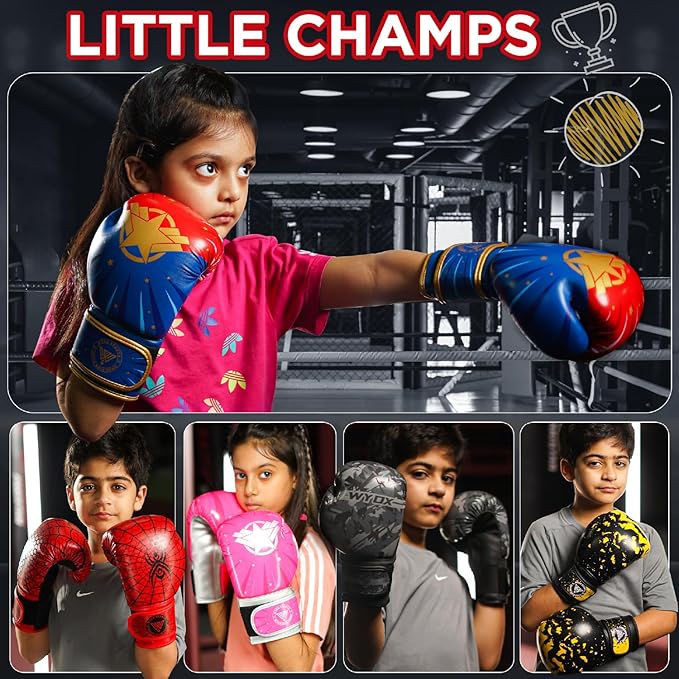 WYOX Kids Boxing Gloves 4oz 6oz 8oz โ Youth Punching Gloves for Boys & Girls Ages 3โ15 โ Sparring Gloves for Punching Bag, Kickboxing, Muay Thai, MMA โ Boxing Gloves for Kids Training Set