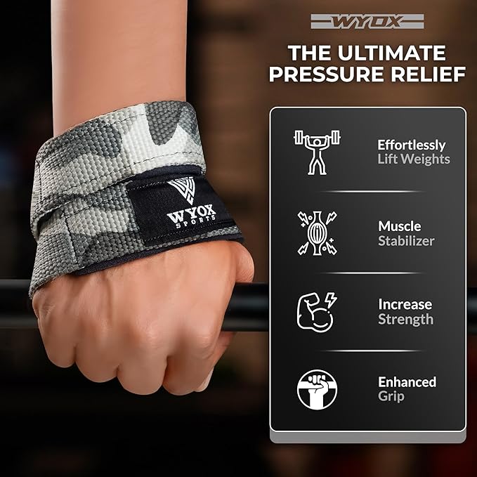 WYOX Figure 8 Weight Lifting Straps for Weightlifting Heavy Duty Deadlifting Workout Straps | Wrist Wraps Gym Equipment Gear Men Women PAIR