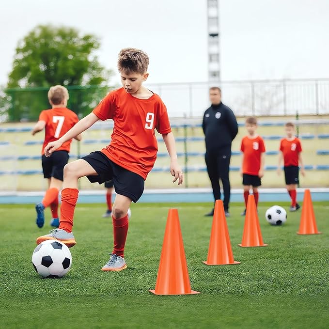 12 Inch Durable Cones,12pcs Versatile Plastic Traffic Cones and Soccer Cones for Sports Training,Agility Drills,Parking Safety,Basketball Training,Football Training.