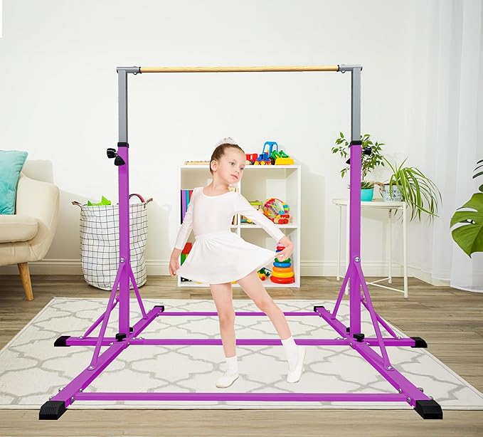 86 York Gymnastics Bar for Kids Ages 3-20, 5FT Base Length, 42" to 63" Adjustable Height, Horizontal Bar, Kip Bar for Gymnast, Gymnastic Training Equipment for Home, Gym Center