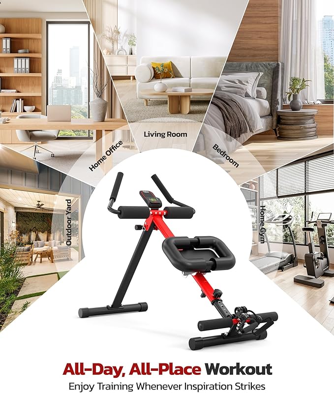 Yoleo 2 in 1 Ab & Rowing Machines for Home, Foldable Ab Workout Equipment, Ab Trainer Machine for Stomach Workout, Ab Crunch Machine with Foam Support,7-Length Adjustable Ab Machine for Home Exercise
