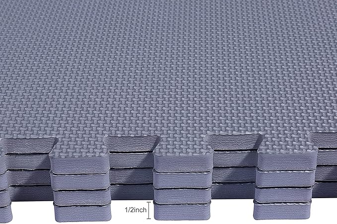 BalanceFrom Puzzle Exercise Mat 1/2" Thick, EVA Interlocking Foam Floor Tiles for Home Gym, Mat for Home Workout Equipment, Floor Padding for Kids, Multiple Sizes and Colors