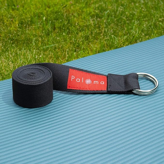 Paloma Yoga Strap for Stretching - Wide Adjustable Cotton Strap with Durable O-Ring Buckle - Available in Standard Sizes 6 ft, 8 ft & 10 ft