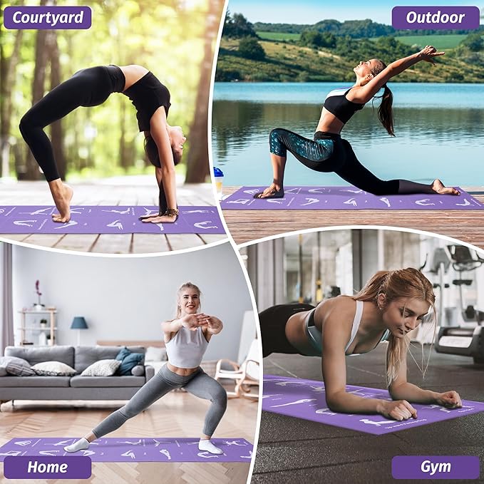 Pilates Kit Yoga Mat Thick Workout Mat For Women Extra Thick Foldable Yoga Matt With Printed Pose Chart For Beginner Pilates And Core Training At Home