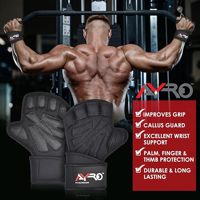 AYRO Workout Gloves for Men & Women β Gym Gloves for Men, Weight Lifting Gloves, with Wrist Support, Breathable Palm Padding, Non-Slip Grip β Ideal for Gym, Fitness, Cross Training, Cycling Gloves