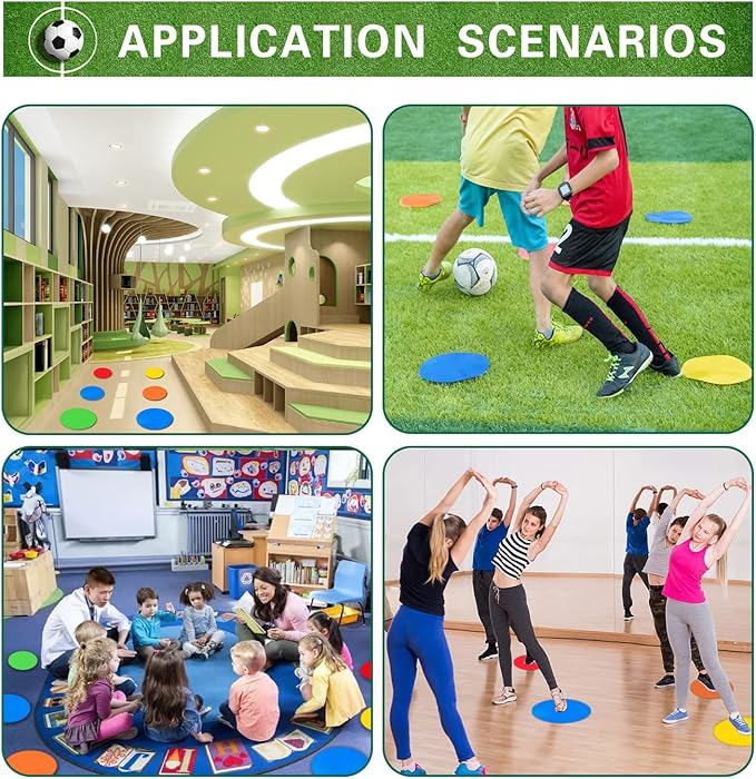 Spot Markers 9 Inch 10 Inch Non Slip Rubber Floor Markers Flat Field Cones Poly Dots for Soccer Basketball Sports Speed Agility Training and Drills