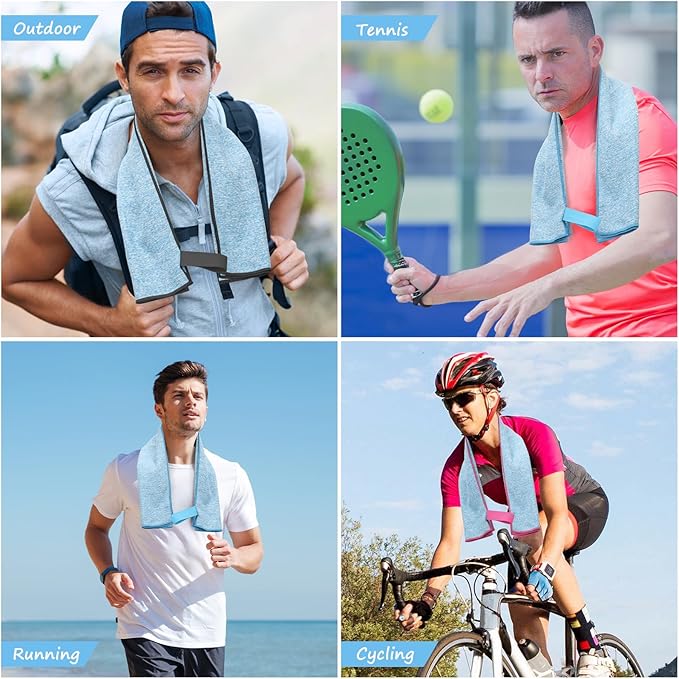 6 Pack Sweat Towels for Men Women Working Out Lightweight Quick-Dry Microfiber Gym Towel for Running Fitness Yoga Tennis Riding Hiking Exercise Fishing(6 Pack(Blue))