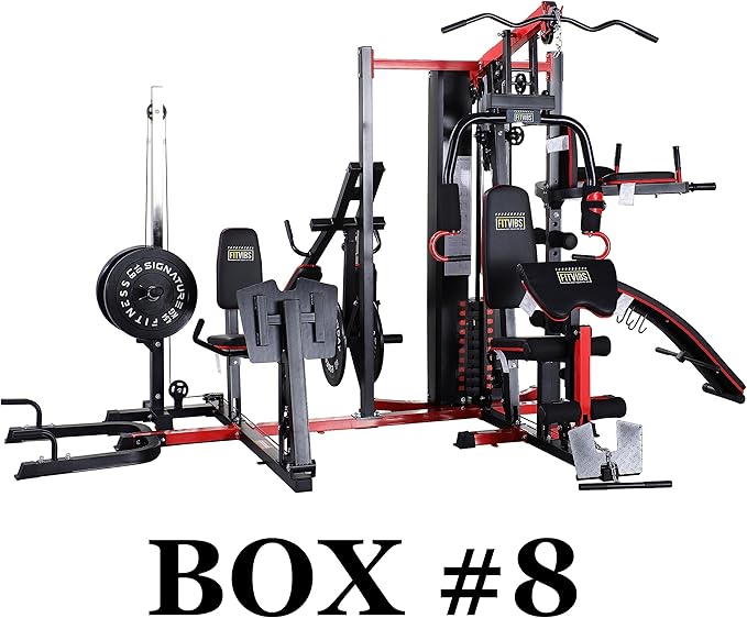 Fitvids Multifunctional Home Gym System Workout Station with Leg Extension and Preacher Curl, 122.5LB Weight Stack, Multiple Options, Multiple Packages