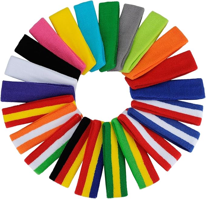 ONUPGO Sweatband Set Sports Headband Wristband Set Sweatbands Terry Cloth Wristband Wrist Sweatband Headbands Moisture Wicking Sweat Absorbing Head Band