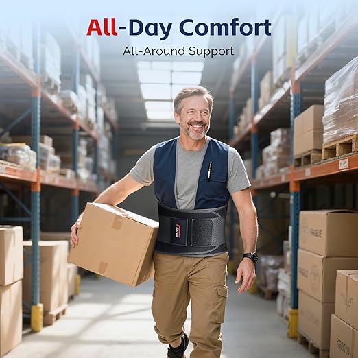 FEATOL Back Brace for Men Lower Back Pain Relief Lumbar Support Brace Waist Belt with Ergonomic 3D Silicone Pad for Heavy Lifting Work, Herniated Disc, Sciatica, 3XL