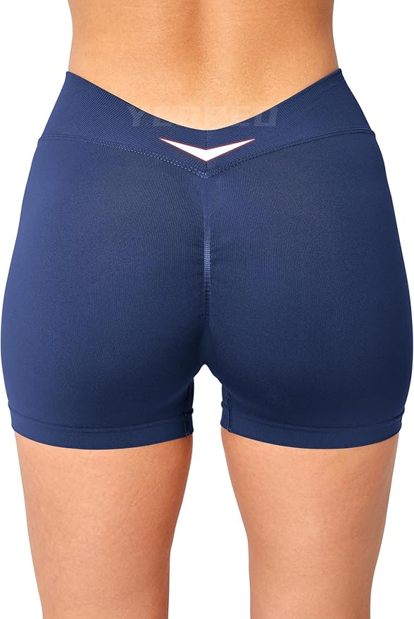 YEOREO Workout Scrunch Shorts Women V Back Gym Butt Lifting Liz High Waisted Seamless Shorts
