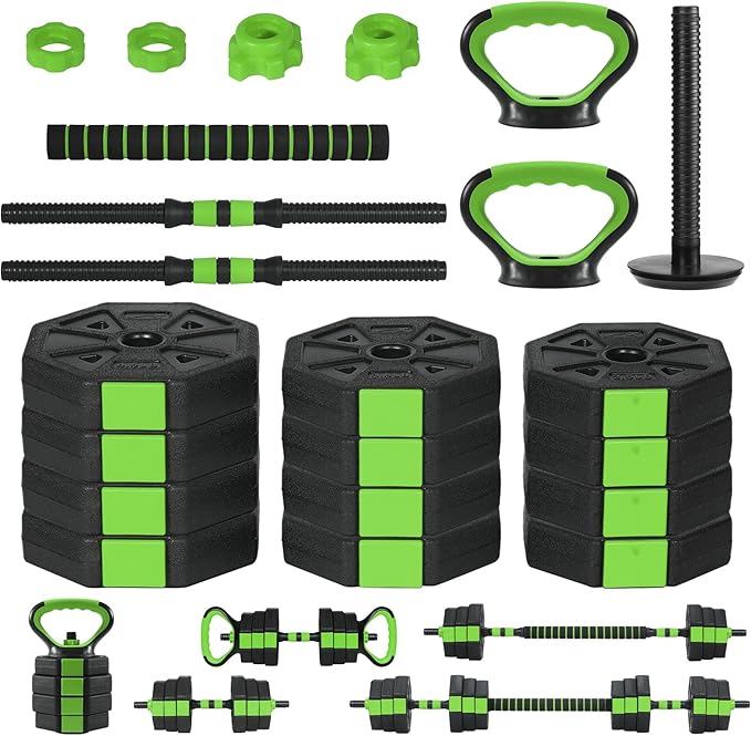 4-in-1 Octagonal Adjustable Dumbbell Set (66/88Lbs) – Converts to Barbell, Kettlebell & Push-Up Stand, Home Gym Free Weights for Men & Women, Full Body Workout with Anti-Slip Handles, Space-Saving