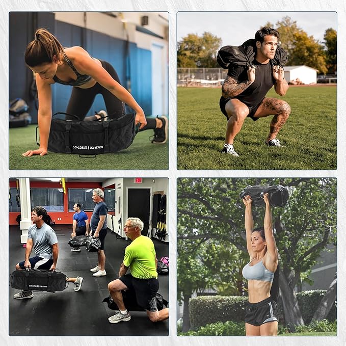 GarveeLife Workout Sandbag Unfilled - 5-200 LBS Heavy Duty Fitness Sandbag for Strength Training, Core & Full-Body Exercises | Adjustable Weight Home Gym