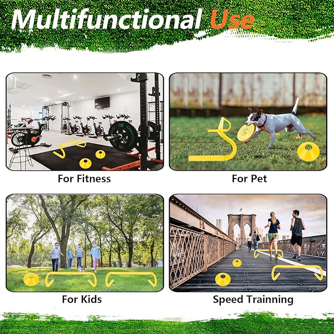 10 Pcs 6" Speed Agility Training Hurdles with 6 Marker Cone Durable Training Hurdle Agility Plyometric All Purpose Speed Hurdle Equipment for Athletes Soccer Basketball Football Practice
