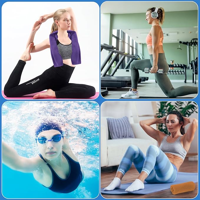 4 Pack Cooling Towel for Neck and Face,Sports Tennis Hiking Running Riding Yoga Fitness Gym Workout Sweat Ice Towel (Multicolor-04)