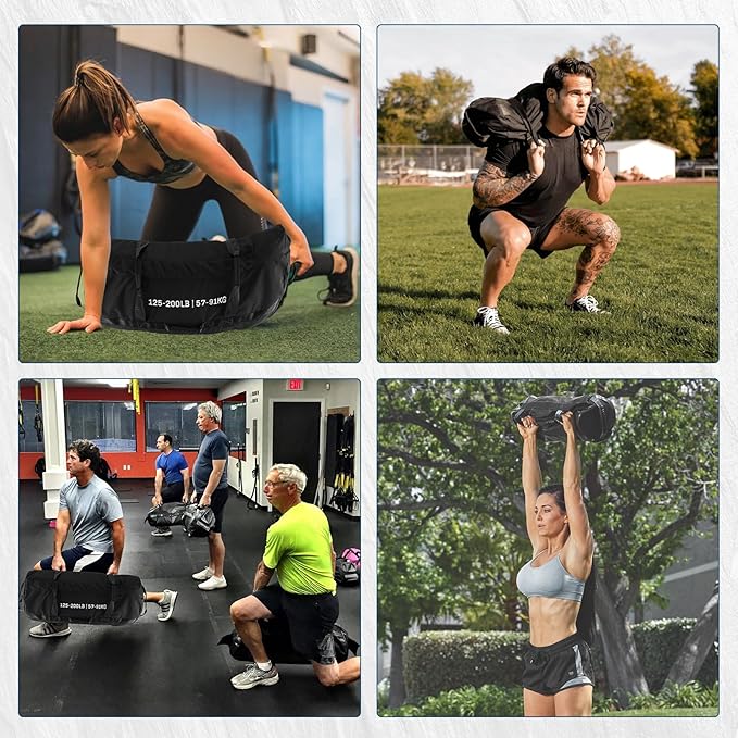 GarveeLife Workout Sandbag Unfilled - 5-200 LBS Heavy Duty Fitness Sandbag for Strength Training, Core & Full-Body Exercises | Adjustable Weight Home Gym