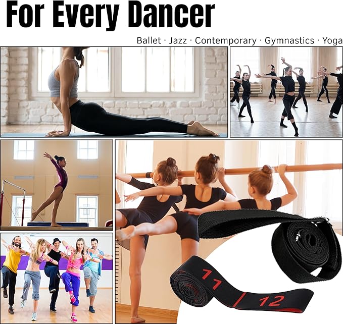 Danzcue Ballet Stretch Strap Set – Professional Dance Flexibility Trainer with Door Anchor, Extra Long Non-Slip Stretching Bands for Ballet, Jazz, Contemporary & Gymnastics