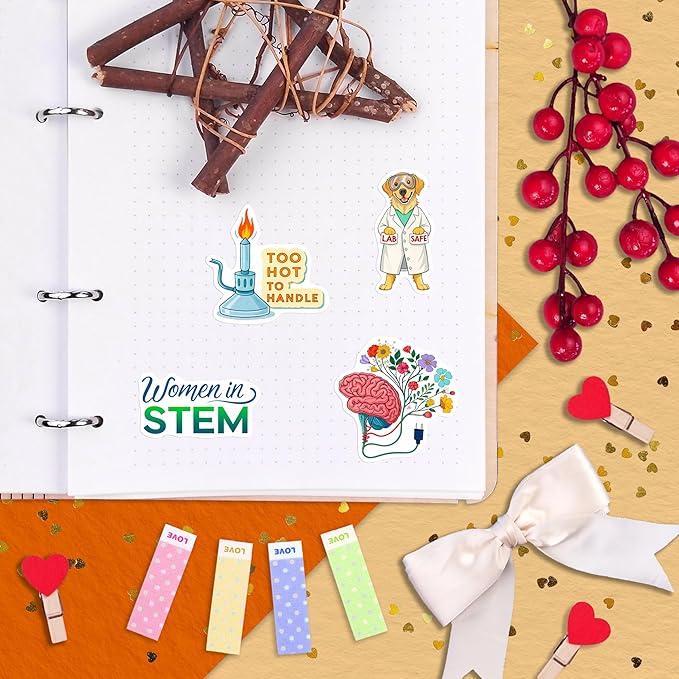 100Pcs Women in Stem Stickers for Water Bottle, Laptop, Woman in Science Stickers- Women in Stem Gifts, Science Party Supplies- Gift for Women & Men