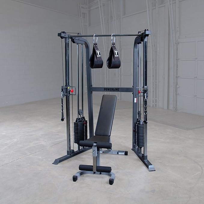 Body-Solid Powerline Cable Crossover Exercise Machine for Home & Commercial Gym, Functional Training Center with Dual Weights Stack for Cable Workout