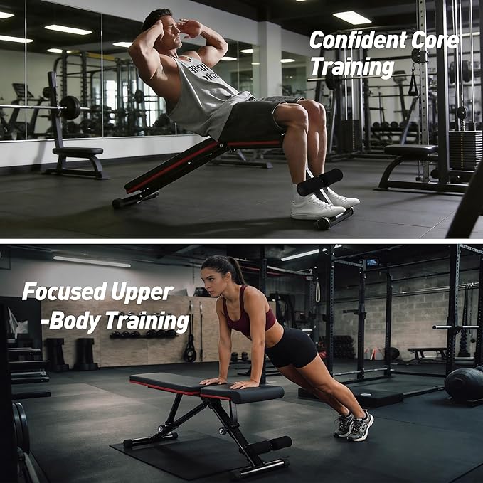 NEWBULIG Adjustable Weight Bench for Home Gym, Foldable Incline Decline Flat Workout Bench for Full Body Exercise, Bench Press and Sit Up Training Equipment, 795 lbs Capacity