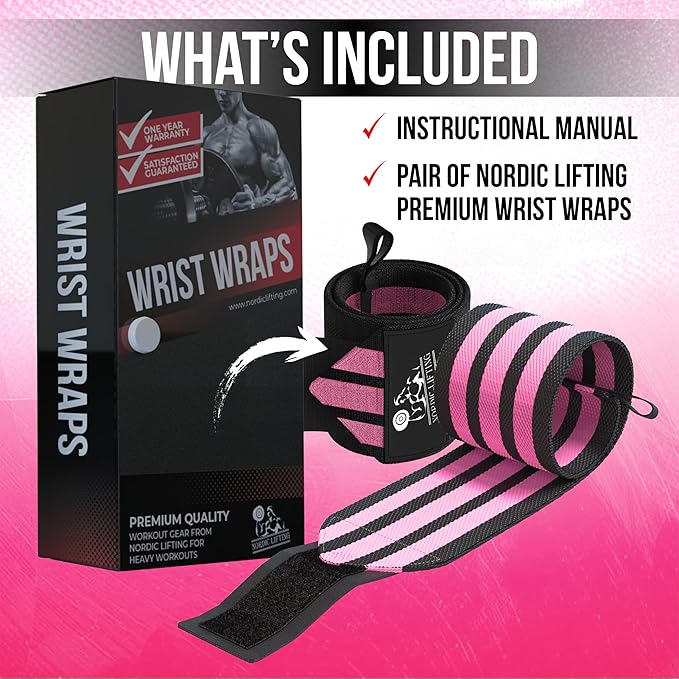 Nordic Lifting Wrist Wraps (1 Pair/2 Wraps) – Lifting Wrist Wraps with Thumb Loop for Weightlifting, Powerlifting & CrossFit – Durable Wrist Support Straps for Men & Women – Gym Essentials for Heavy Lifts