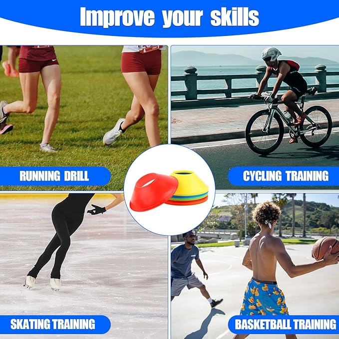 25pcs Soccer Cones for Sports Training, Mini Football Cones & Mesh Bag Flexible Agility Cones Premium Training Cones for Basketball Football Running Drills Sports Games Skating Kids
