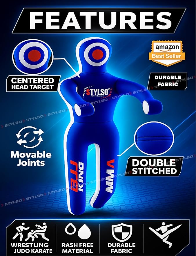 Unfilled Grappling Dummy – Adult Life Size Wrestling & BJJ Training Dummy, MMA Jiu Jitsu Judo Takedown & Throwing Practice, Heavy-Duty Triple-Stitched Canvas Submission Dummy