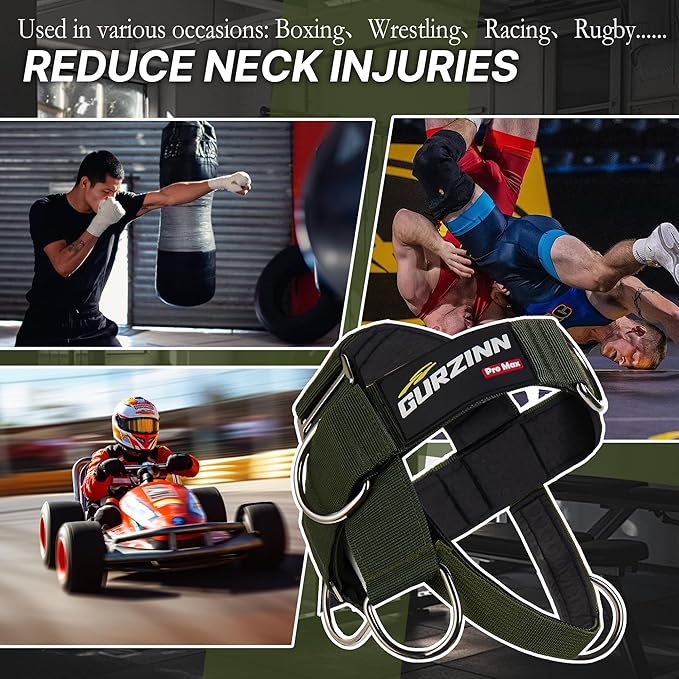 【GurZinn】 Neck Harness Trainer - Adjustable 40" (100cm) Heavy Duty Rope & Neoprene Padding | Improve Neck Strength & Reduce Neck Pain | Gym & Home Use