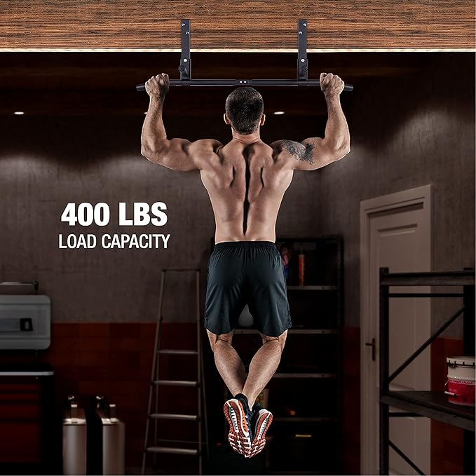 AmStaff Fitness Joist Mount Pull Up Bar, Ceiling Mounted Chin Up Bar for Home Gym, Crossfit, Beam, Rafter - Heavy Duty, Multi Grip, 42" Wide, Maximum Head Clearance - TU038