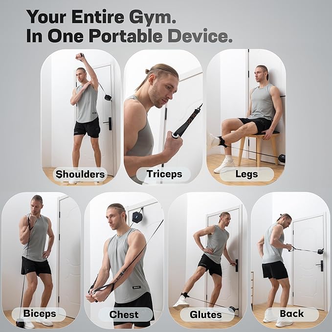Smart Home Gym - Portable Home Gym Equipment with Digital Resistance 7-66 lbs | Single Motor Electronic Cable Machine for Strength Training | Compact Motorized Adjustable Weight Fitness System