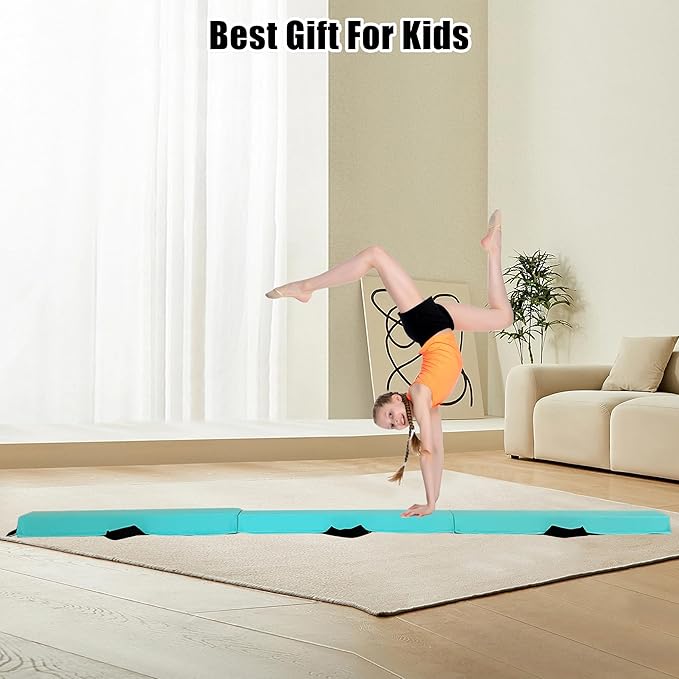 MARFULA 6 FT / 8 FT / 9 FT / 10 FT Folding Gymnastic Balance Beam for Kids with Carry Bag for Home and Club Use